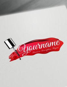 the logo for your name is red and has a pen in it that says younamee