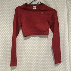 Never Worn Gym Shark Cropped Workout Long Sleeve Top ! Gym Shark Tops, Gym Shark Top, Red Fitted Long Sleeve Activewear, Fitted Red Long Sleeve Activewear, Red Activewear For Gym In Fall, Red Fall Activewear For Gym, Red Stretch Activewear With Crew Neck, Red Stretch Crew Neck Activewear, Gymshark Outfit