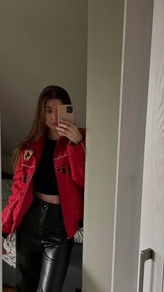 Ferrari Jacket, Race Day Outfits, F1 Ferrari, Jacket Outfit Women, Casual Style Outfits, Mode Inspiration, Teen Fashion Outfits