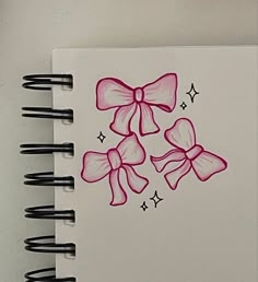 Coquette Drawing, Bow Drawing, Pink Drawing, Bond Paper Design, Desain Buklet, Bullet Journal Design Ideas