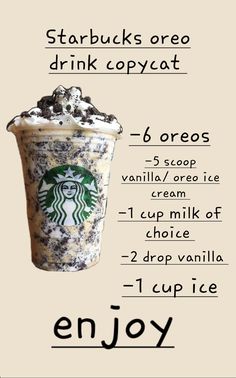 the starbucks drink is labeled with instructions to make it into an ice creamshake