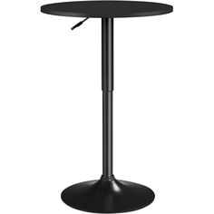 a black round table with a metal base