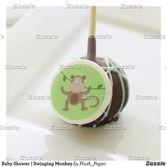 a brown and green monkey themed cake pops