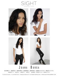 an advertisement for a women's clothing store featuring four different images of the same woman