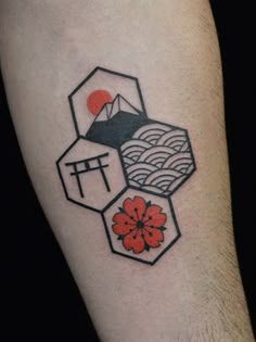 Simple Japanese Tattoo, Japanese Tattoo Ideas, Small Japanese Tattoo, Tato Maori, Hexagon Tattoo, Japanese Back Tattoo, Japanese Tattoos For Men, Tato Minimal