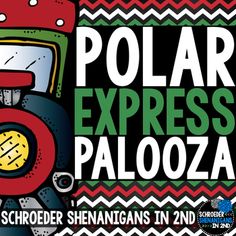 an advertisement for the polar express's palooza ride is shown in red, green and black