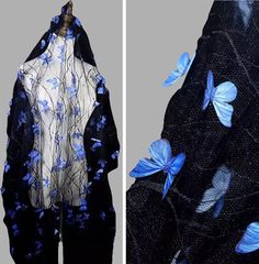 Black Tulle Blue Butterfly Lace Fabric, Mesh Breathable Embroidery Fabric, Handmade Exquisite Tulle Fabric, 51'' Width Wedding Dress Fabric 💕-Size: 1.30*0.5 M/51.18*19.69 inch. Sold by half meter. The fabric is continuous. 💕-We offer a variety of fashion fabric，those are widely use for wedding dress，garment and fashion cloth. 💕-If you want wholesale, please contact the merchant first to get a discount or offer. 💕-Once I receive your order, I will begin production for you. The production time Butterfly Dress Tulle, Wedding Dress Fabric, Butterfly Lace, Wedding Dress Fabrics, Black Tulle, Butterfly Dress, Embroidery Fabric, Tulle Fabric, Blue Butterfly