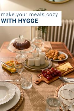 an image of a table setting with food on it