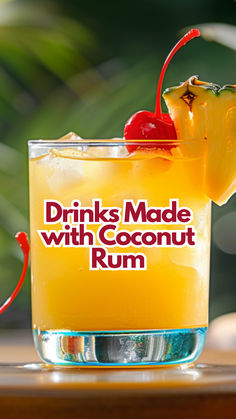 Drinks Made with Coconut Rum Drinks With Coconut Rum Easy, Mixed Drinks With Coconut Rum, Don Q Coconut Rum Drinks, Drinks With Malibu Coconut Rum, Yummy Mixed Drinks Alcohol, Coconut Rum Shots, Drinks Made With Coconut Rum, Rum Alcoholic Drinks, Parrot Bay Coconut Rum Drinks