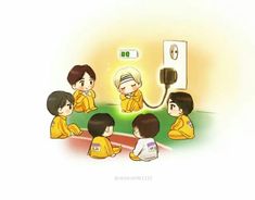 a group of children sitting around a plugged in outlet