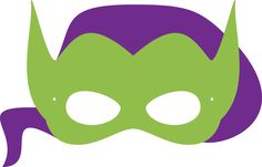 a green and purple mask with horns