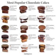 the most popular chocolate cakes from around the world infographical poster by tastecakes com