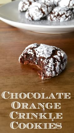 chocolate orange crinkle cookies on a plate