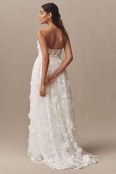 Meet Ivy, the wedding gown that uses maximalism in all the right ways, including puff-sleeves and full, embroidered fabric. | Wtoo by Watters Ivy Strapless Sweetheart Wedding Gown in White, Women's, Size: 4, Polyester at Anthropologie Strapless Floral Embroidered Wedding Dress, Wtoo By Watters Wedding Dress, Wedding Dress Empire, Watters Olena Gown, Wtoo By Watters Savvy, Sweetheart Wedding Gown, Willowby By Watters Cecilia Gown, Wtoo By Watters, Empire Wedding Dress