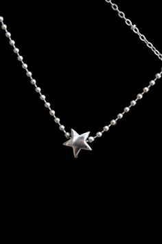 Beaded Star Chain Necklace! Chain is 100% STAINLESS STEEL; perfect for sensitive skin! Charm is ALSO made of STAINLESS STEEL . BALL AND CHAIN lengths are set and can't be adjust. No attachment added!  Check out our website.. At ScrapMetal.Shop <3 Silver Metal Chain Necklace With Star Charm, Silver Star Chain Necklace, Star-shaped Beaded Chain Necklace For Gift, Star-shaped Jewelry With Beaded Chain For Gifts, Silver Star Necklace With Chain, Silver Star-shaped Jewelry With Adjustable Chain, Cheap Adjustable Star-shaped Beaded Necklaces, Silver Star-shaped Celestial Charm Necklaces, Star Chain