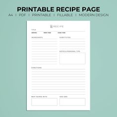 the printable recipe page is ready to be used for cooking