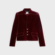 Victorian Jacket, Pleated Sleeves, Velvet Color, Velvet Jacket, Cotton Velvet, Saint Tropez, Luxury Outfits, High Collar