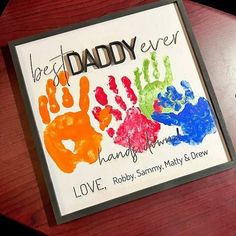 a father's day card with handprints and the words love, bobby sammy, marty & drew