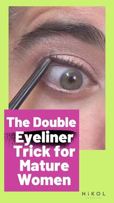 Eyeliner Tricks For Beginners, Nikol Johnson, Double Eyeliner, Eye Makeup Guide, Makeup Over 50, Makeup Tips For Older Women, Makeup For Older Women, Eyebrow Makeup Tips, Face Makeup Tips