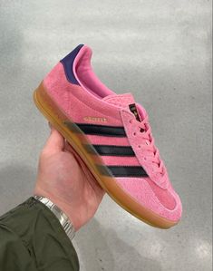 adidas Gazelle Indoor Bliss Pink Purple (W) in hand picture how to style adidas gazelle Adidas Gazelle Pink, Pink Gazelles, Rose Adidas, Gymnastics Shoes, Sport Shoes Women