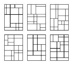 four different squares are shown in black and white, each with one smaller square at the top