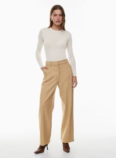 THE EFFORTLESS PANT™ | Aritzia Effortless Pant, Wilfred Pants, Knife Pleats, French Girl Style, New Era Hats, Aritzia Wilfred, Linen Style, Navy And Brown, Twill Pants