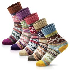 PRICES MAY VARY. Cotton, Polyester, Wool Imported Premium Quality: These women's winter socks are crafted with the finest quality materials, ensuring superior warmth and comfort. Made from soft and cozy wool, they provide excellent insulation against the cold weather. Stylish Design: The wool socks for women feature a chic and fashionable design. The intricate patterns and vibrant colors add a touch of sophistication, making them the perfect accessory to complement any winter outfit. Ideal Gift Womens Wool Socks, Thick Wool Socks, Vintage Socks, Thick Wool, Soft Sock, Cozy Socks, Winter Socks, Warm Socks, Patterned Socks