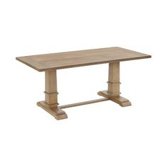 a wooden table with two legs and a square top, on an isolated white background