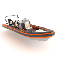 an inflatable boat with two seats on it