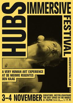 a poster for a festival with an image of a man's head in the background