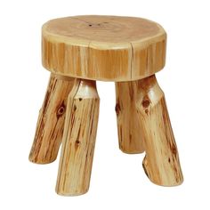 a small wooden stool made out of logs