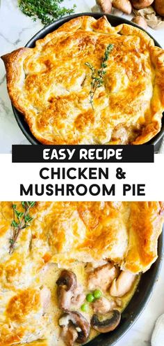 an easy recipe for chicken and mushroom pie