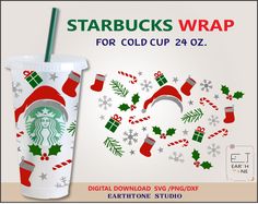 starbucks cup wrapper for cold cups with christmas stockings and stocking on the side