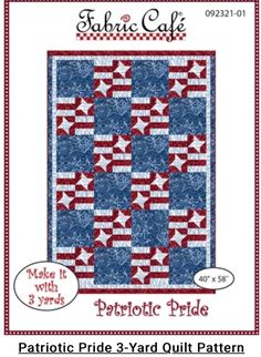 the patriotic quilt pattern is shown in red, white and blue