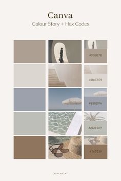 the color scheme for canva is shown in shades of gray, brown and white