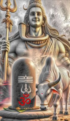 an image of the hindu god and his cow