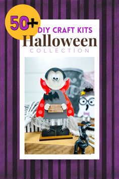 an image of halloween crafts with the title 50 diy craft kits halloween collection