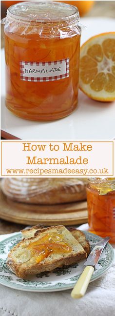 a jar of marmalade sitting on top of a plate next to sliced oranges