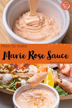 how to make marie rose sauce in a bowl with shrimp and lemon wedges on the side