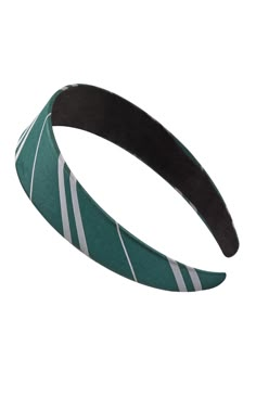 a green and white striped headband on a white background