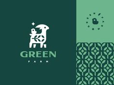 the logo for green farm is shown in two different colors