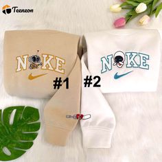 Wall E And EVE Disney Nike Embroidered Sweatshirts Nike Disney Sweatshirt Couple, Pull Nike, Gif Couple, Walle Y Eva, Disney Nike, Wall E And Eve, Couples Disney, Preppy Essentials, Product Wall