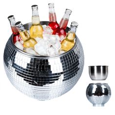 a disco ball filled with drinks and ice