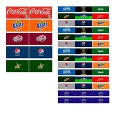 several different types of sodas are shown in this graphic style, including one with the same