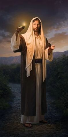 jesus holding a light in his hand