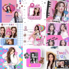 girls'generation wallpapers with pink and blue accents, including hearts, stars, flowers, clouds, heart shapes