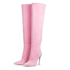 As low as $53.00 High Heels Pink, Dinner Outfit Winter, Knee Thigh Boots, Knee High Stiletto Boots, Demonia Boots, Bota Over, Light Aesthetic, Thigh Boots, Pink Boots