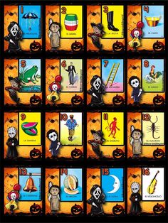 the halloween card game is being played with children's pictures and characters on it