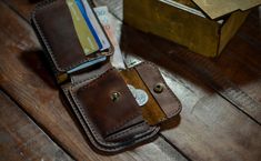 Mens bifold wallet with coin pocket is a perfect gift for classic bi-fold lovers. This wallet is made from full grain, brown leather and is designed for cash, cards and coins. It will be a perfect birthday gift for father, brother, boyfriend, husband or for yourself. ✔️ Features * 5 middle pocket, fit at least 7 credit cards * Pocket for coins * Pocket for cash (full-sized) ⇅ Size: Closed 4.7X3.54 inches or 12X9 cm ☛ Wallet is packed in a branded wooden gift box, with dried corn silk. Hand stitc Leather Credit Card Wallet, Father Birthday Gifts, Hand Stitching Techniques, Wallet With Coin Pocket, Coin Wallet, Wooden Gift Boxes, Credit Card Wallet, Leather Shops, Leather Wallet Mens