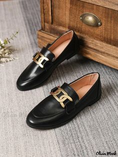 Olivia Mark - Sophisticated Office Slippers with Rustic, Vintage Details Office Slippers, Sophisticated Office, Vintage Details, Satin Pumps, Metal Accents, Metallic Accents, Shoes For Women, Olivia Mark, Loafers For Women